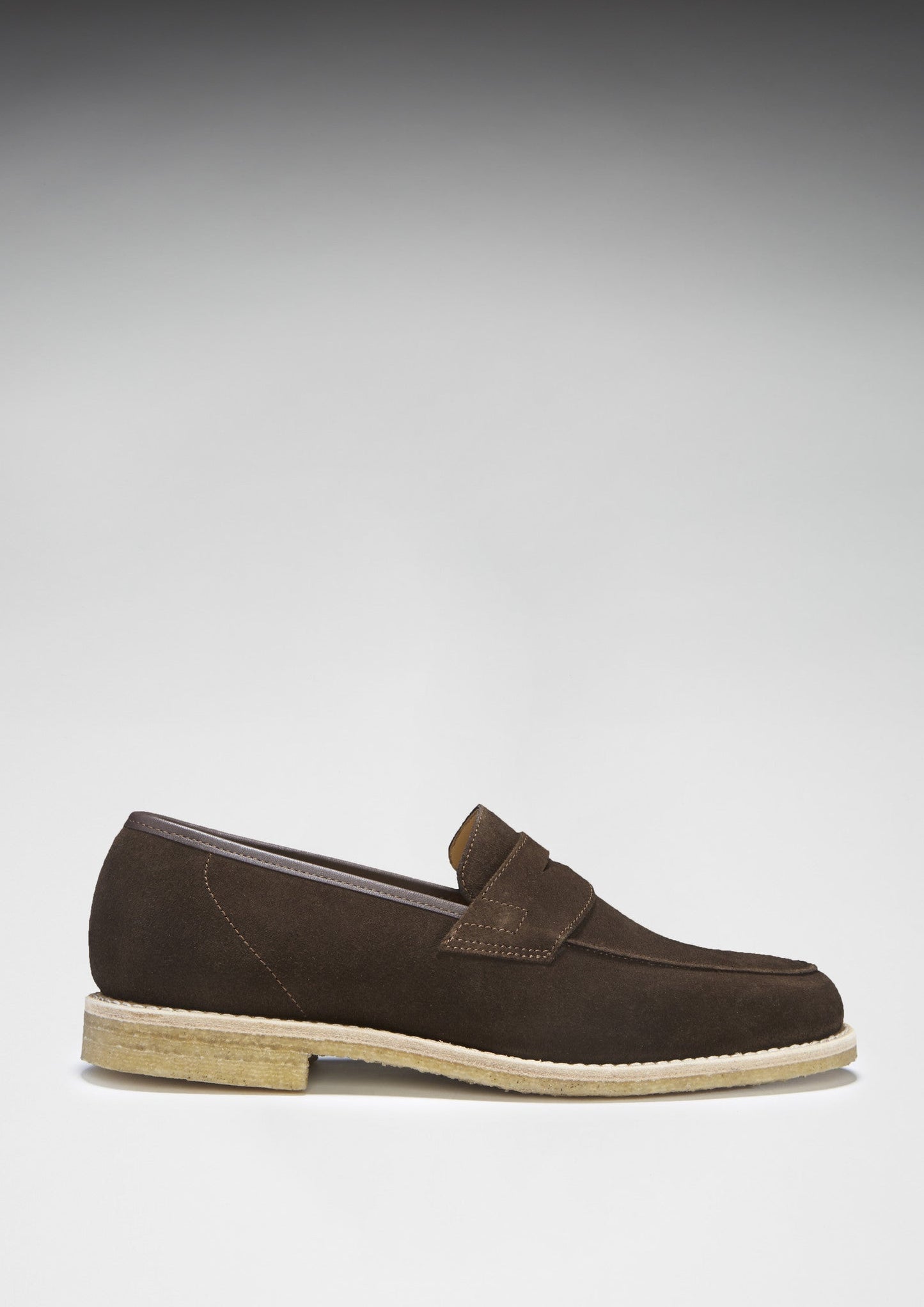 Brown Suede Loafers, Crepe Rubber Welted Sole