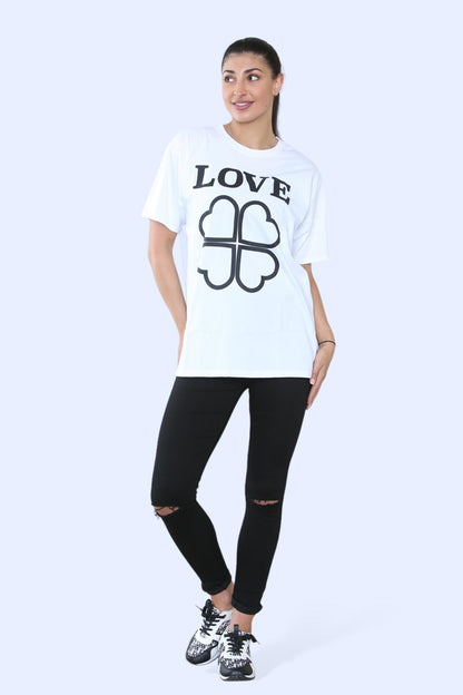 Ladies Love Printed Short Sleeve T-Shirt Top