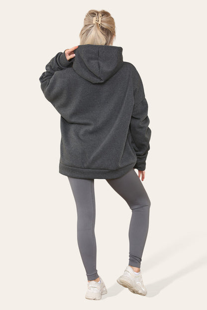 Plus Size Ruched Sleeves Hoodie With Satin Ribbon