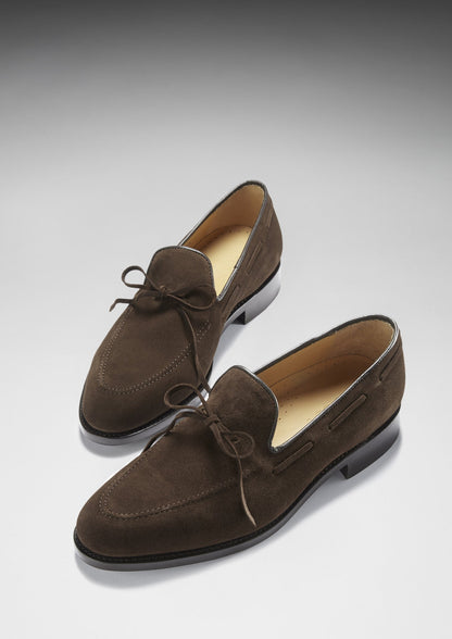 Brown Suede Goodyear Welted Laced Loafers