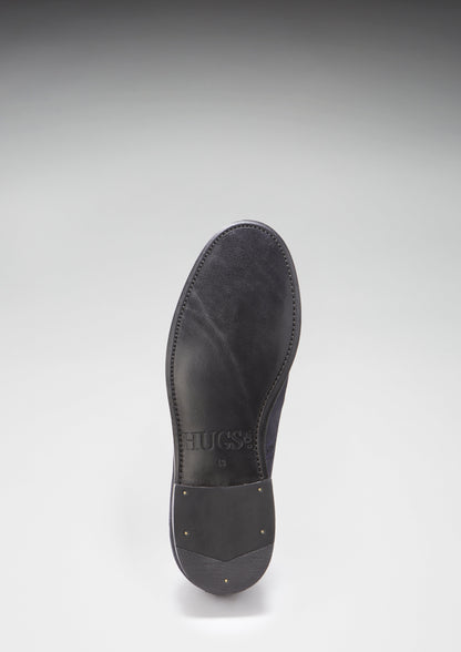 Navy Blue Suede Tasselled Brogues, Welted Leather Sole
