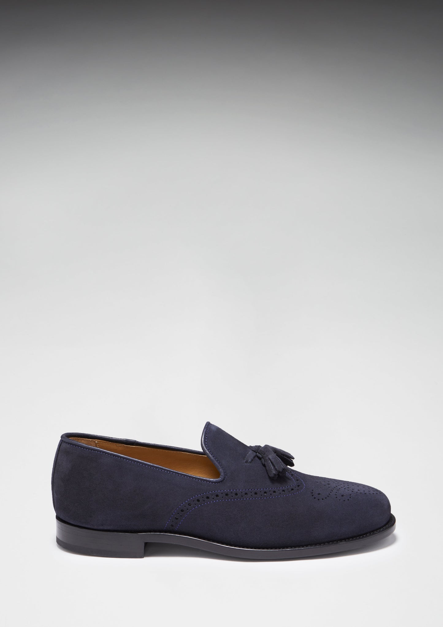 Navy Blue Suede Tasselled Brogues, Welted Leather Sole