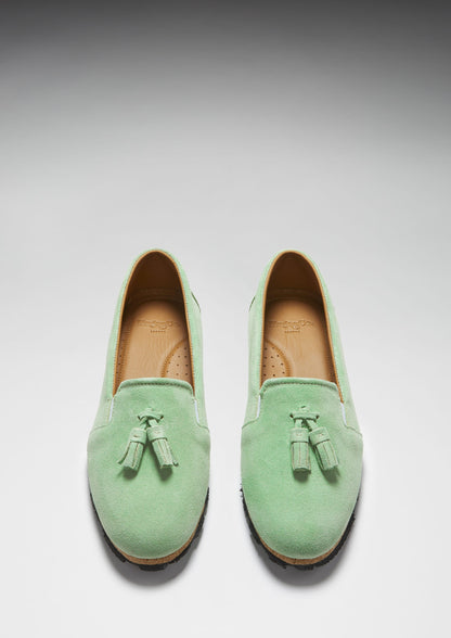 Women's Tasselled Espadrilles, lagoon green suede