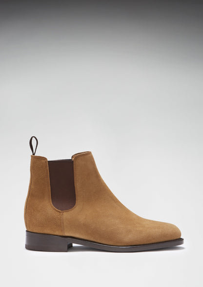 Women's Tobacco Suede Chelsea Boots, Welted Leather Sole