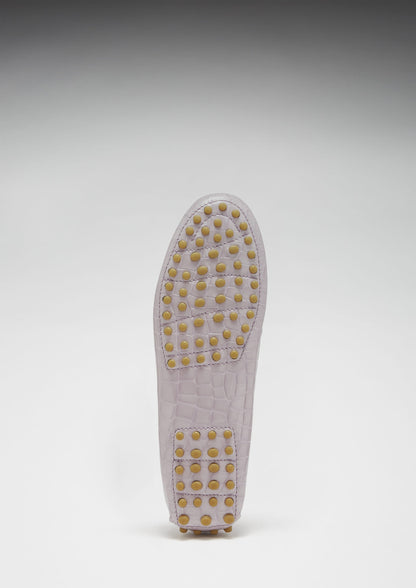 Women's Penny Driving Loafers, lilac croc print patent leather