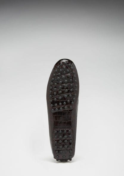 Women's Penny Driving Loafers, brown croc print patent leather